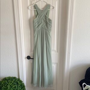 Azazie Green Halter Sleeveless Maxi Dress for Weddings